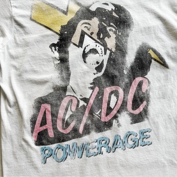 AC/DC band tee - white, pink, yellow, blue, black size small - Picture 3 of 4